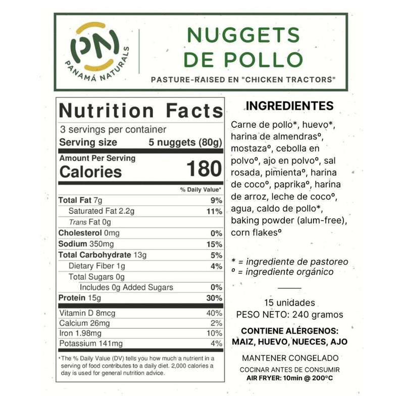 NUGGETS DE POLLO DE PASTOREO PANAMA NATURALS 15 UND