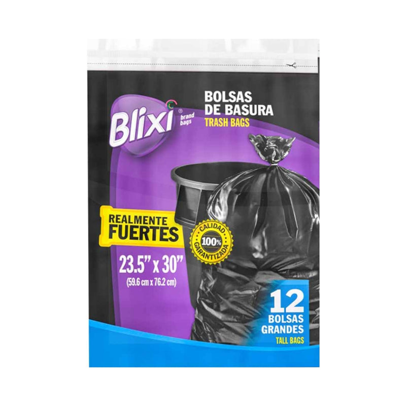 BOLSA DE BASURA FLAT NEGRA GRANDE 23.5X30 BLIXI 12 UND