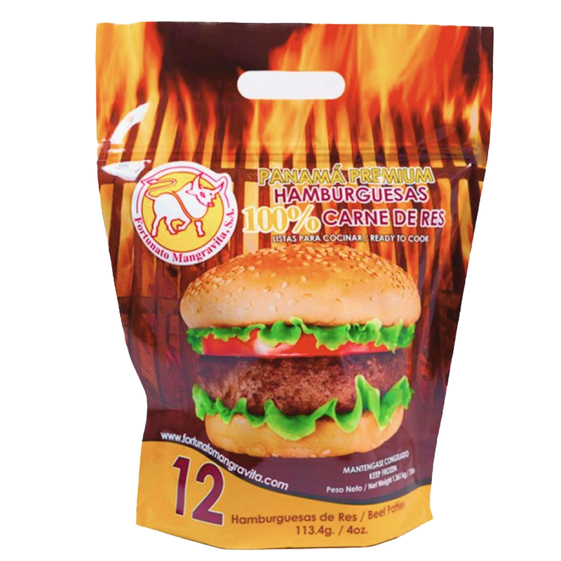 HAMBURGUESAS DE RES PREMIUM 12 UNIDADES 4 OZ