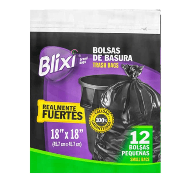 BOLSA DE BASURA FLAT NEGRA PEQUEÑA 18X18 BLIXI 12 UND