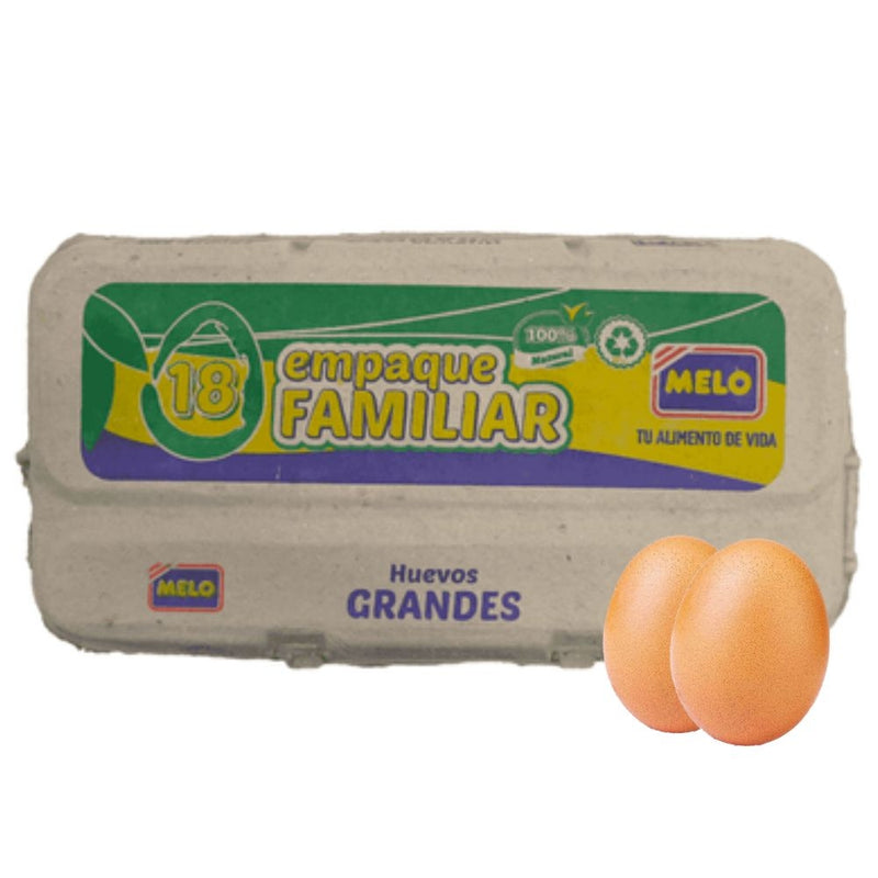 HUEVOS GRANDES MELO EMPAQUE FAMILIAR 18 UNIDADES