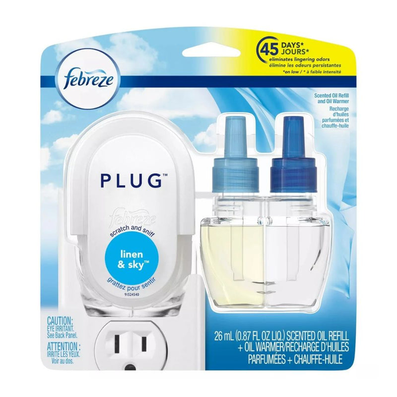 AROMATIZANTE PARA HOGAR FEBREZE PLUG LINEN & SKY WARMER + REFILL