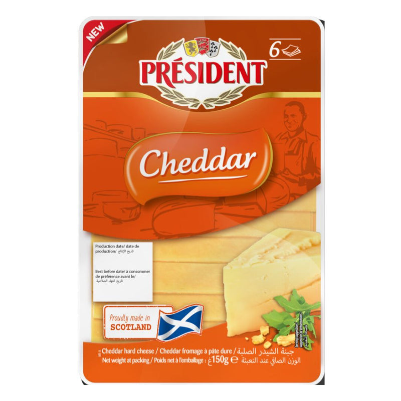 QUESO CHEDDAR SLICES PRESIDENT 150 GR