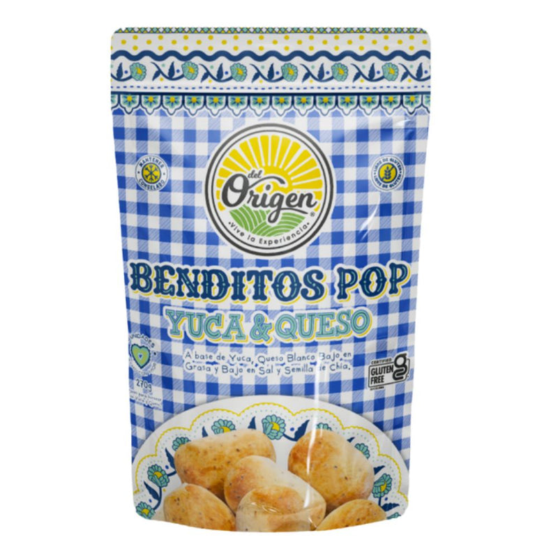 BENDITOS POP YUCA Y QUESO  DEL ORIGEN 270 GR