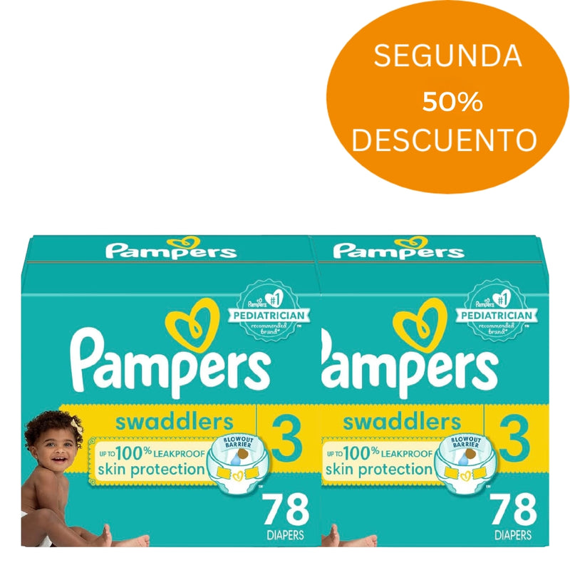 PAMPERS SWADDLERS TALLA 3 78 UNIDADES 2DA 50% DE DESCUENTO