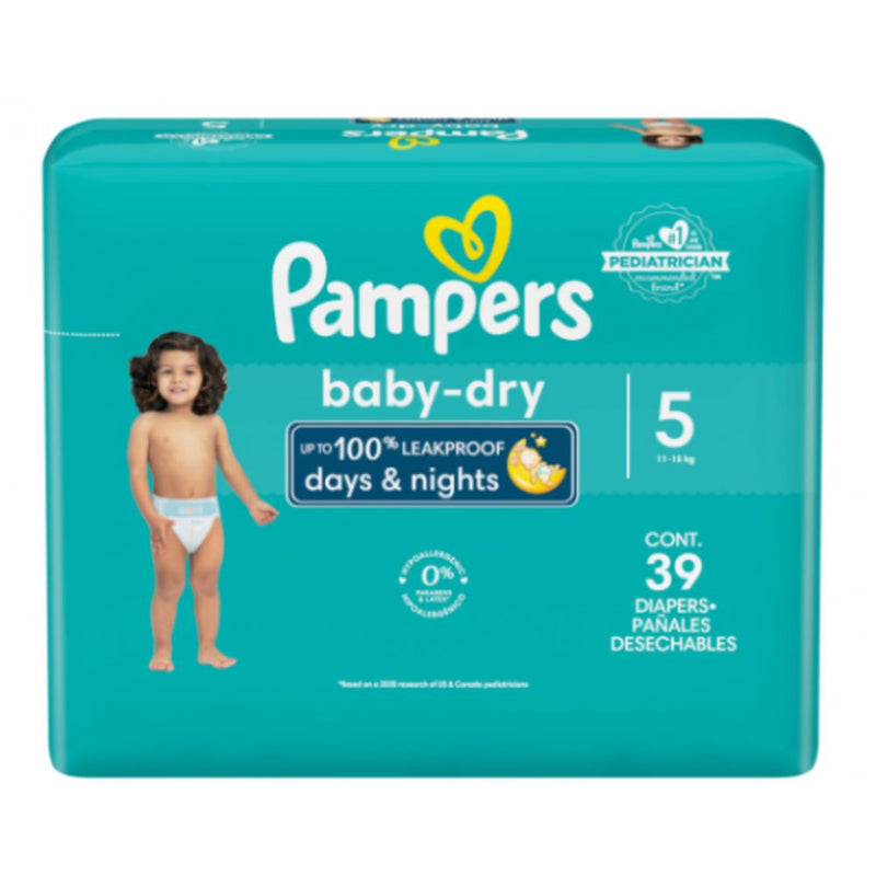 PAÑALES PAMPERS BABY DRY TALLA 5 - 39 UND