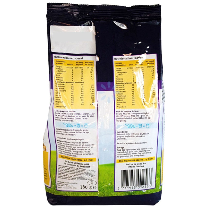 LECHE SIN LACTOSA MILEX 360 GR