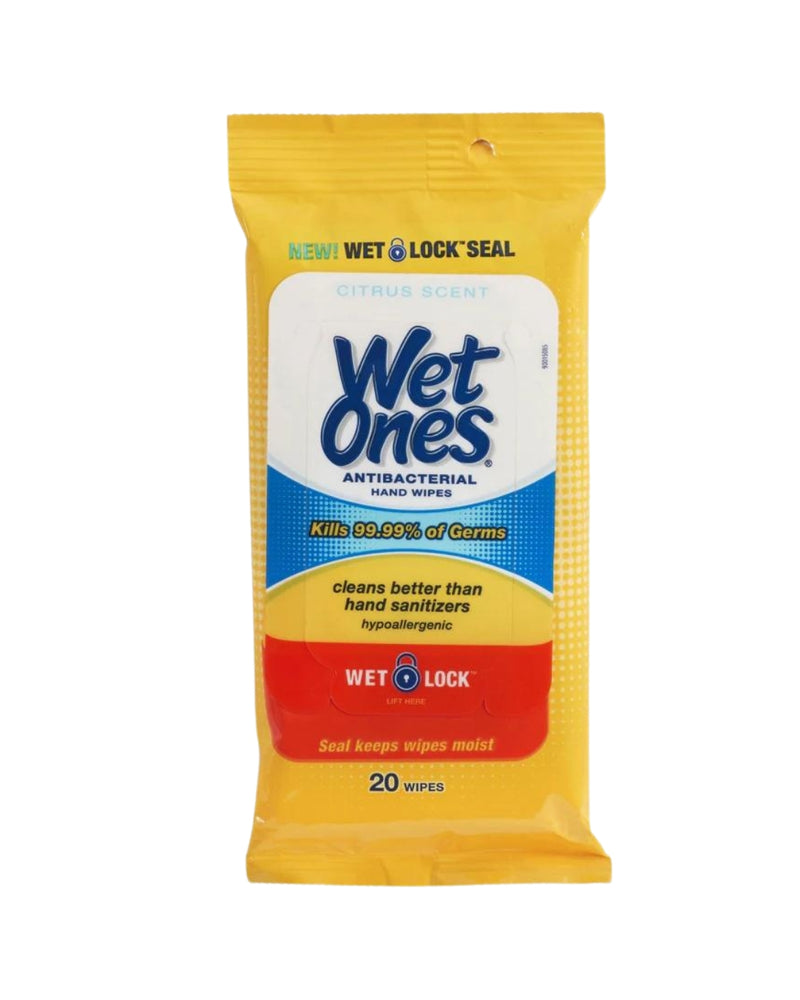 WIPES ANTI BACTERIAL WET ONES CITRUS TRAVEL 20 UNIDADES