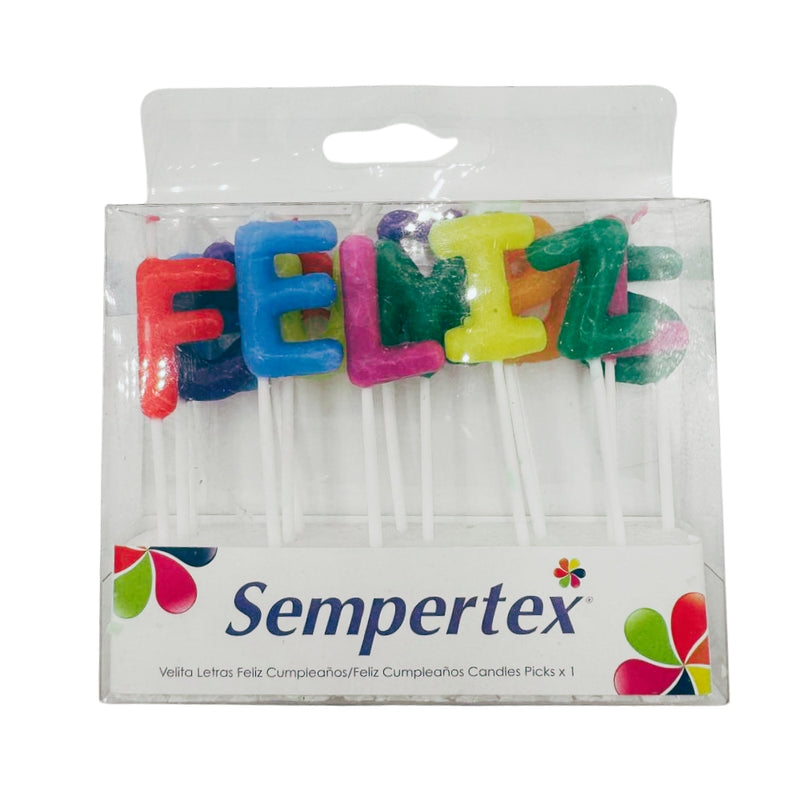 VELITA LETRAS FELIZ CUMPLEAÑOS SEMPERTEX X 1