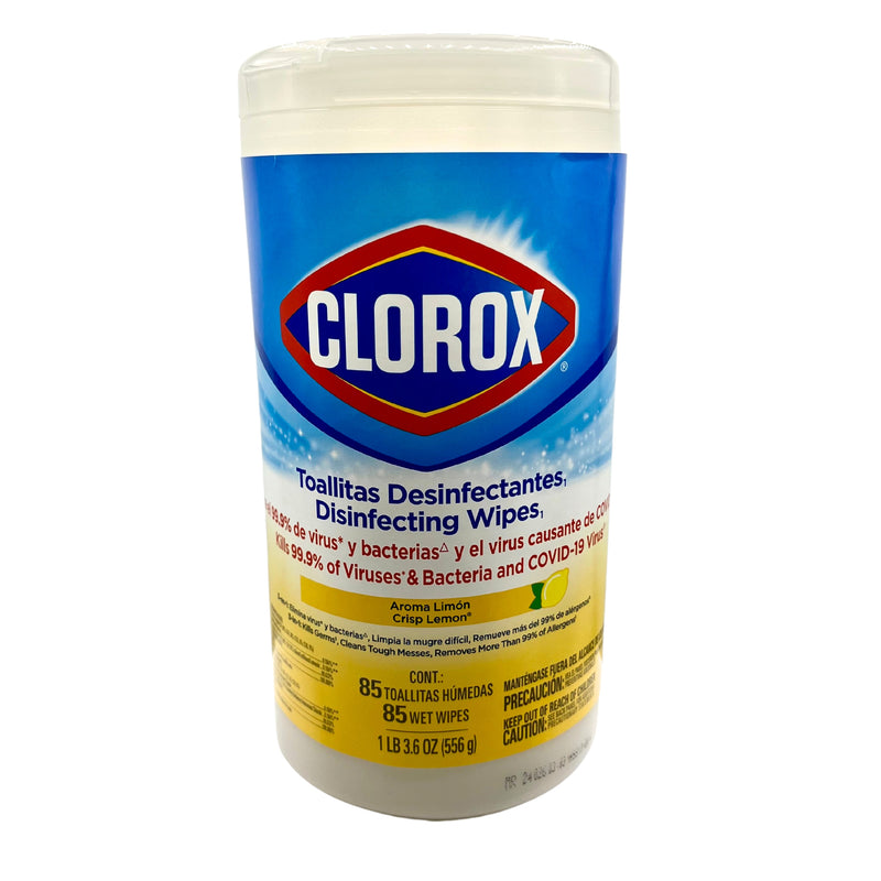 TOALLITAS DESINFECTANTES AROMA LIMON CLOROX 17,8 CM X 17,8 CM 85 UNIDADES