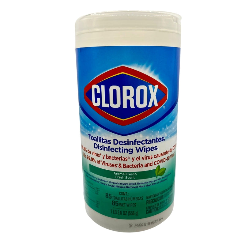 TOALLITAS DESINFECTANTES AROMA FRESCO CLOROX 17,8 CM X 17,8 CM 85 UNIDADES