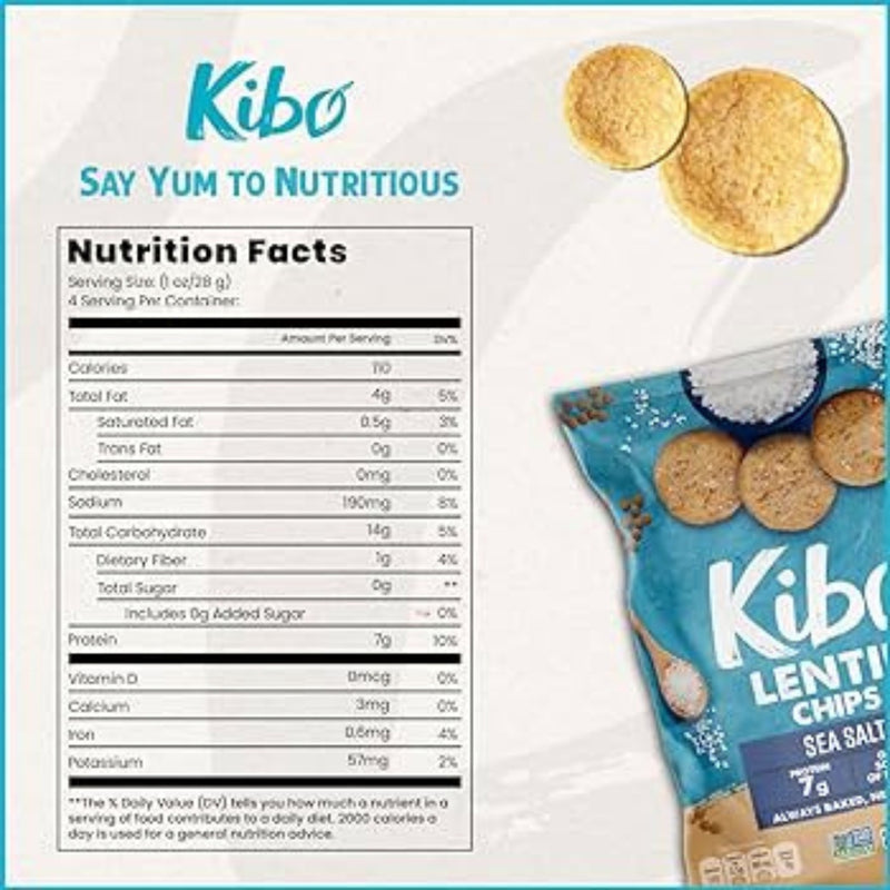 KIBO CHIPS DE LENTEJAS CON SAL MARINA 112G