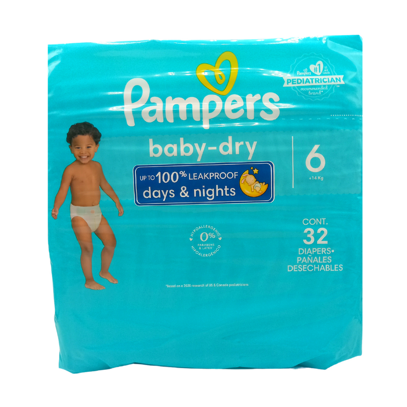 PAÑALES PAMPERS BABY DRY TALLA 6 - 32 UND