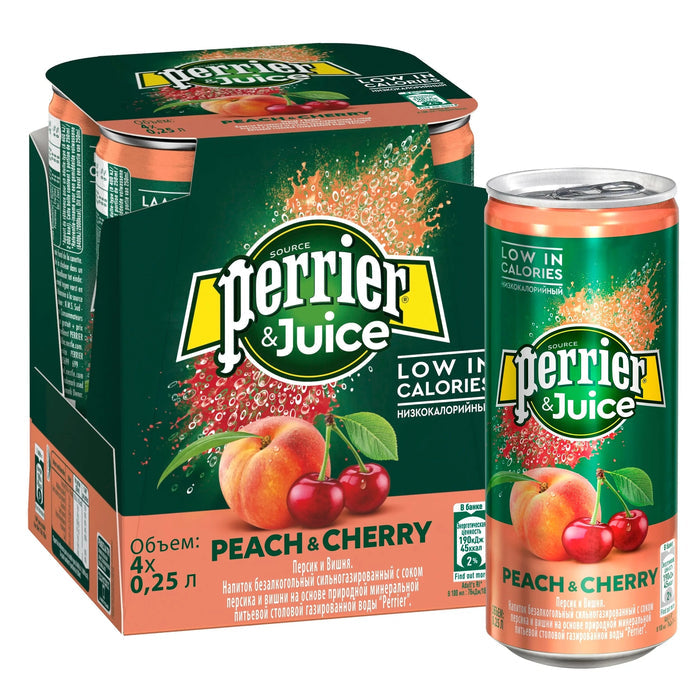 JUGO PERRIER PEACH & CHERRY 250 ML 4 PACK