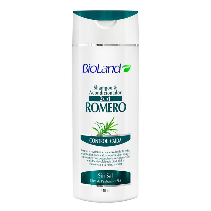 SHAMPOO Y ACONDICIONADOR 2 EN 1 ROMERO BIOLAND 440 ML