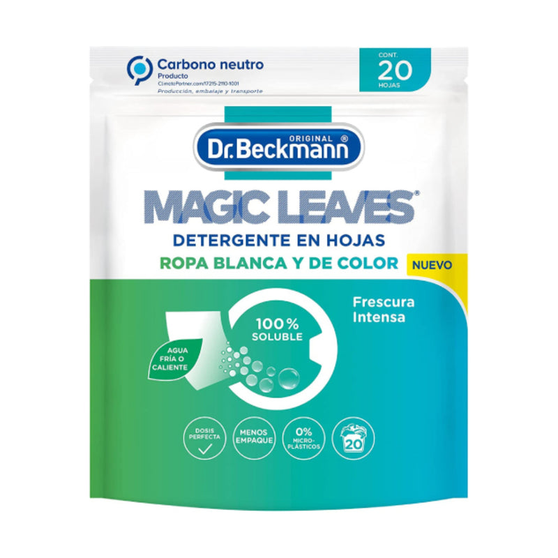 DETERGENTE EN HOJAS ROPA BLANCA Y DE COLOR DR. BECKMANN 20 HOJAS