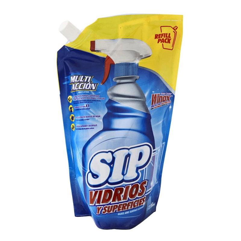 LIMPIADOR DE VIDRIOS Y SUPERFICIES SIP  800 ML