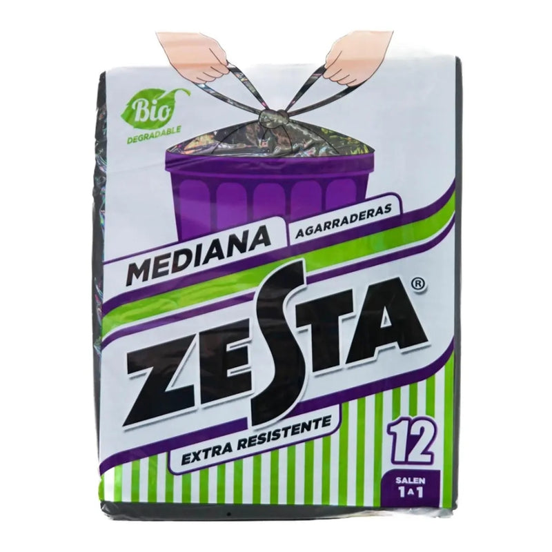 BOLSAS DE BASURA MEDIANAS 22" X 24" ZESTA 12 UND