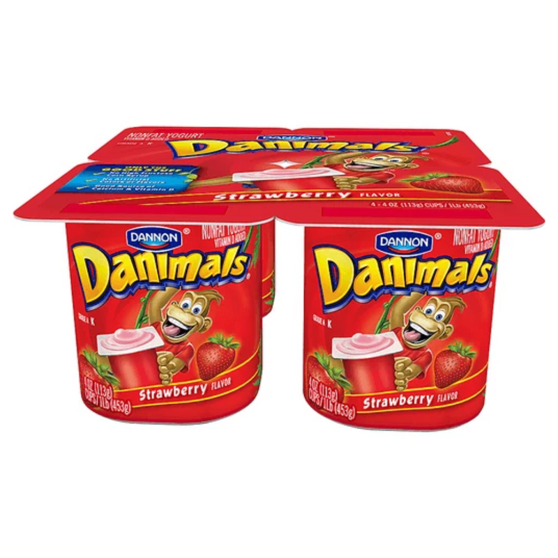 YOGURT DE FRESA DANIMALS 4 OZ 4 PACK