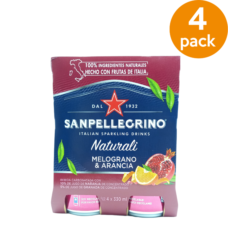 AGUA SAN PELLEGRINO MELOGRANO E ARANCIA ROSSA 300 ML 4 PACK