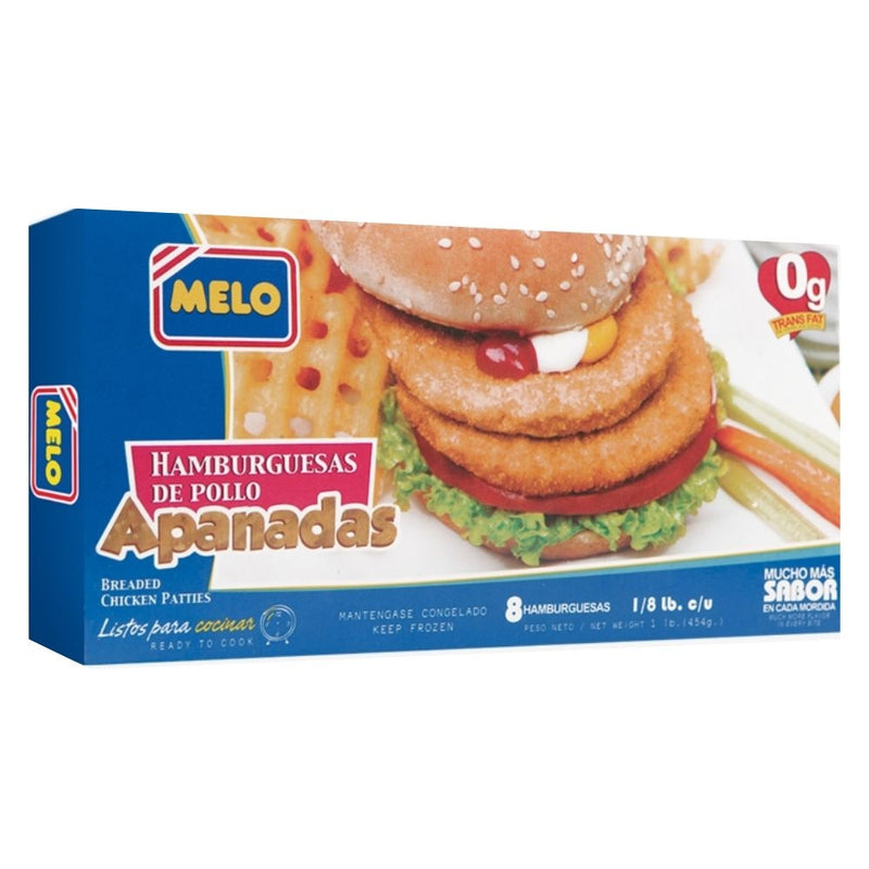 HAMBURGUESA DE POLLO APANADA MELO 8 UND