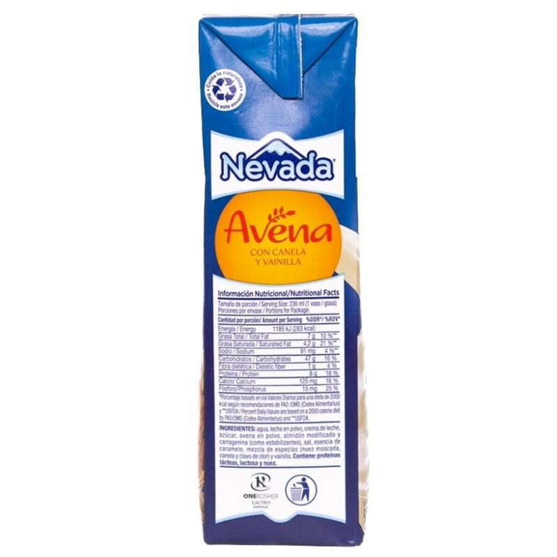 LECHE DE AVENA CON CANELA Y VAINILLA NEVADA 236 ML