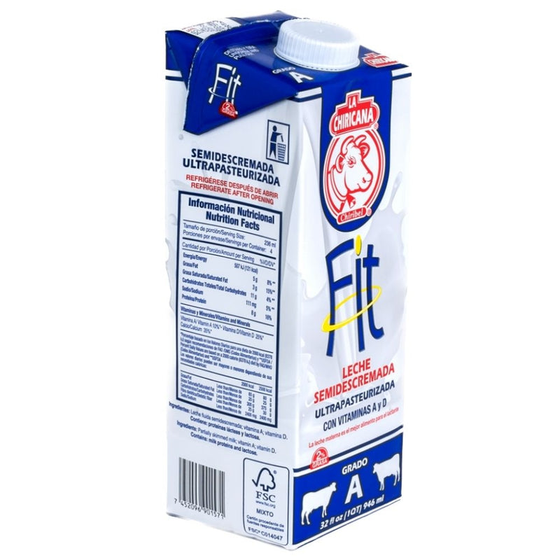 LECHE CHIRICANA FIT 2% 946 ML