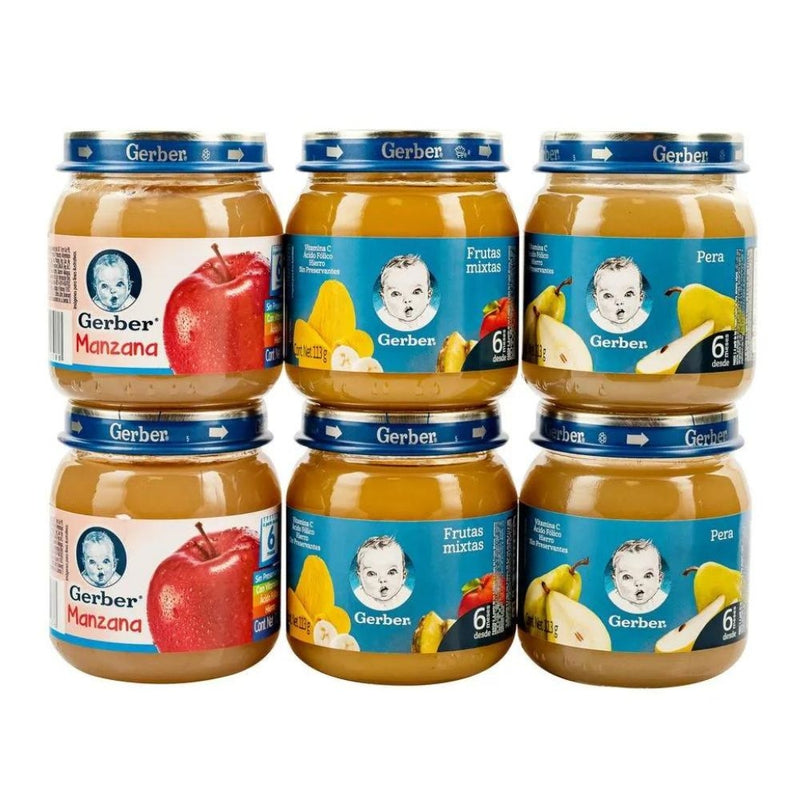 GERBER 6 PACK 2 MANZANA 2 FRUTAS MIXTAS 2 PERA