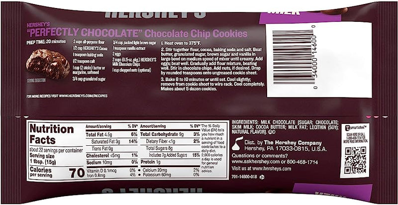 CHOCOLATES HERSHEY'S MILK CHOCOLATE CHIPS 11.5 OZ