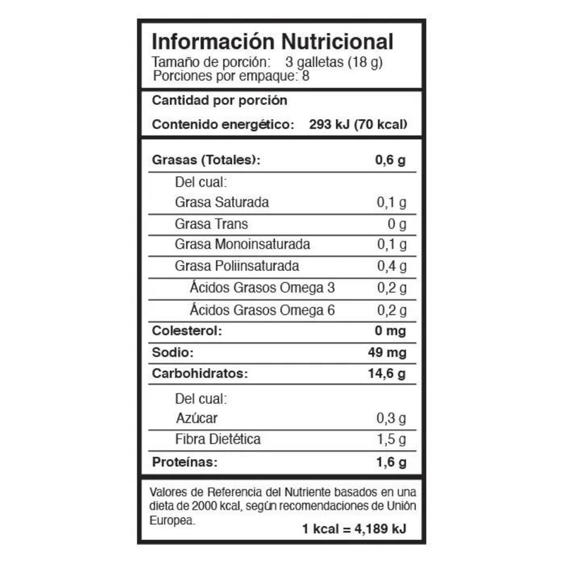 GALLETAS SANISSIMO HORNEADA CON CHIA Y LINAZA 8 P 144 G