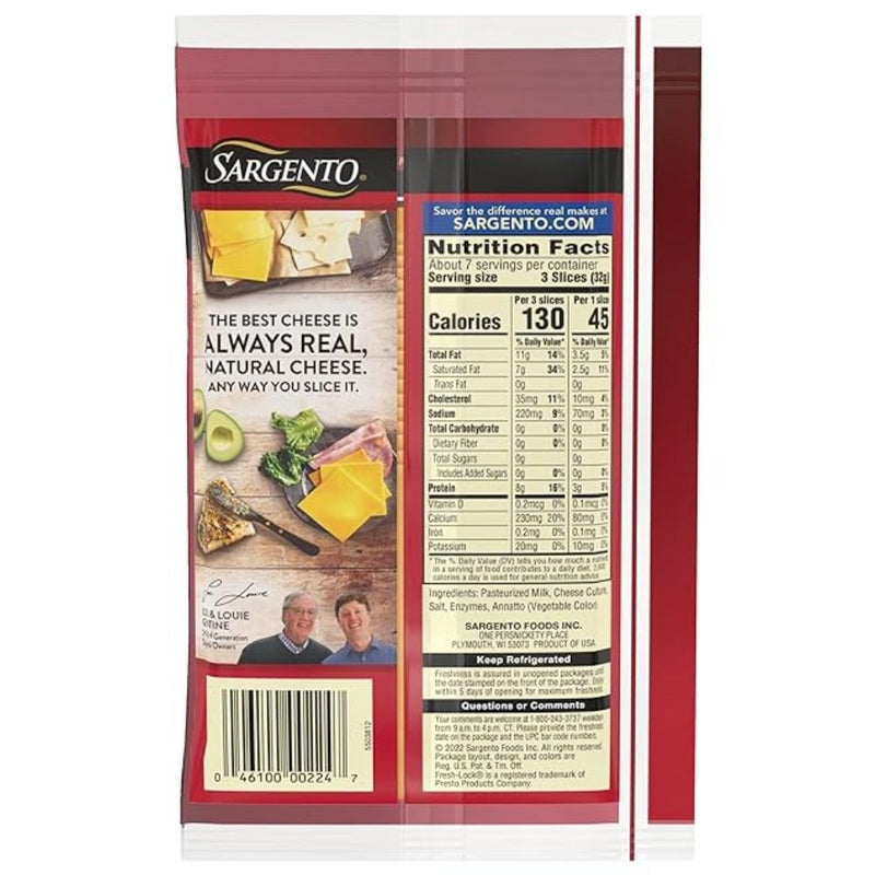 QUESO SARGENTO SLICE MILD CHEDDAR ULTRA THIN 7.60 OZ