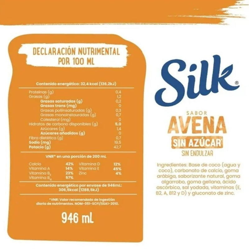 LECHE SILK DE AVENA SIN AZUCAR 946 ML