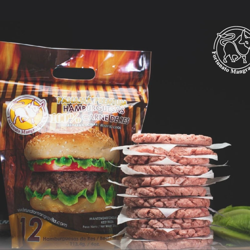 HAMBURGUESAS DE RES PREMIUM 12 UNIDADES 4 OZ