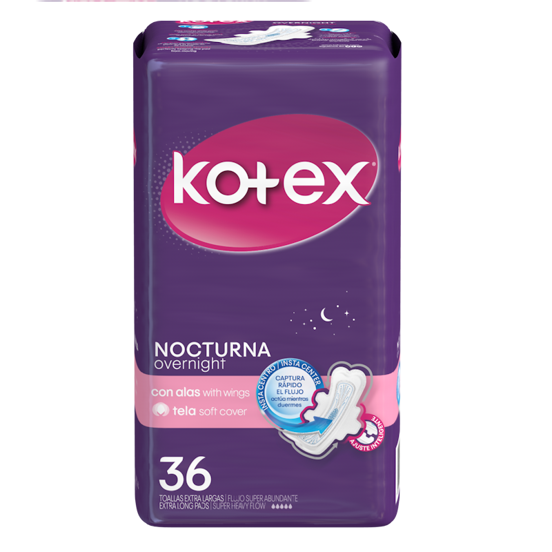 TOALLA FEMENINA KOTEX NOCTURNA CON ALAS 36 UND