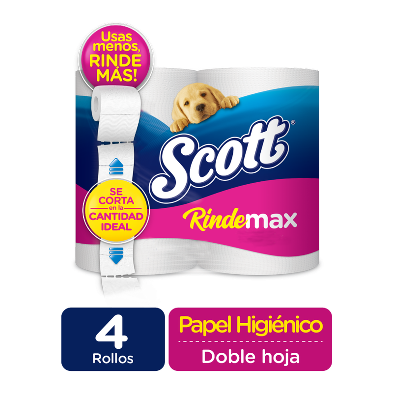 PAPEL HIGIENICO SCOTT RINDEMAX DOBLE HOJA 4 ROLLOS