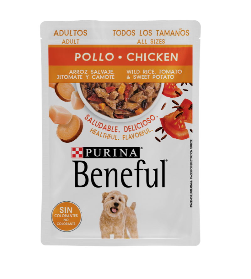 ALIMENTO HÚMEDO BENEFUL PARA ADULTOS SABOR POLLO 100G