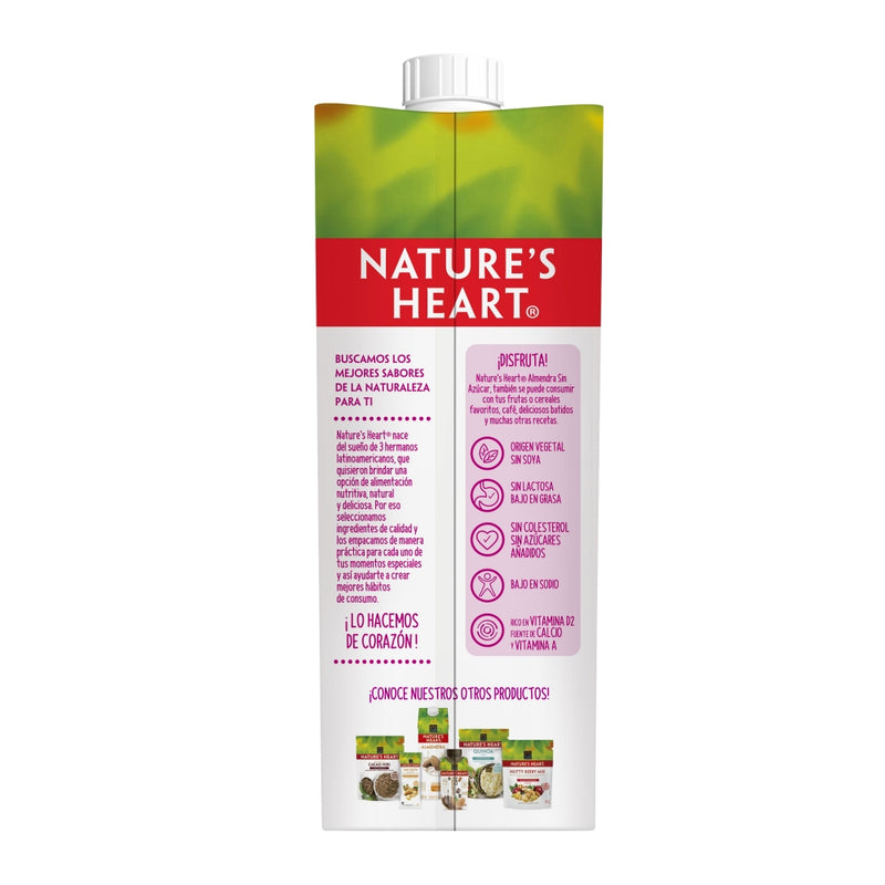 LECHE DE ALMENDRA SIN AZÚCAR NATURE'S HEART 946 ML