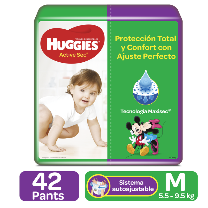 PAÑAL HUGGIES ACTIVE SEC M 42 UN