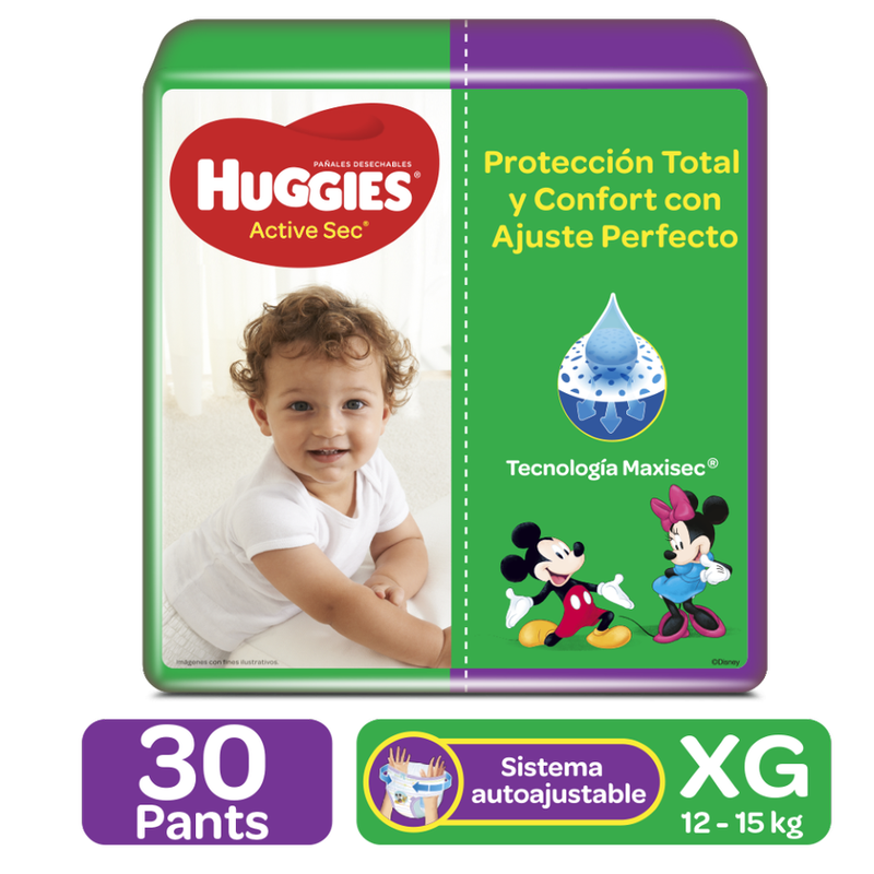 PAÑAL HUGGIES ACTIVE SEC XG 30 UN