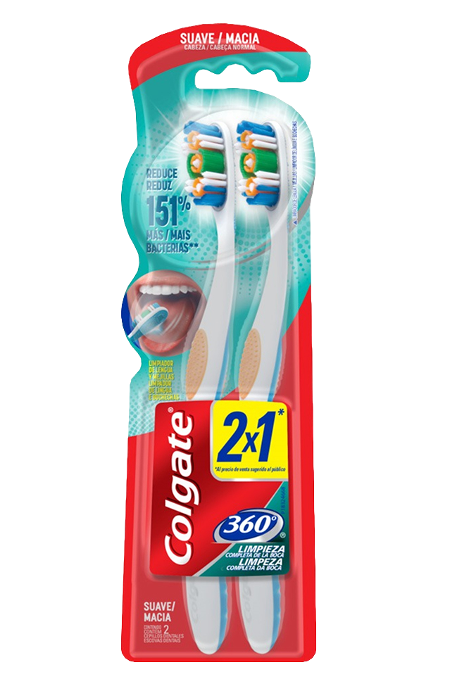 CEPILLO DENTAL COLGATE 360 MEDIANO 2PACK