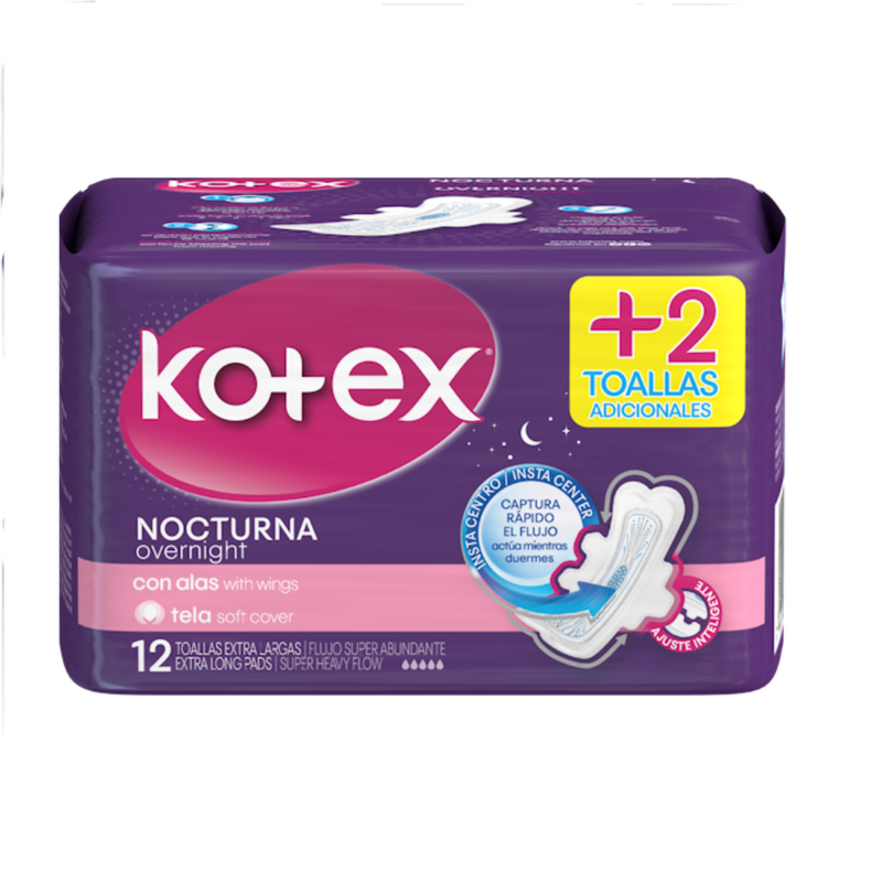 KOTEX TOALLA NOCTURNA CON ALAS 12 UND