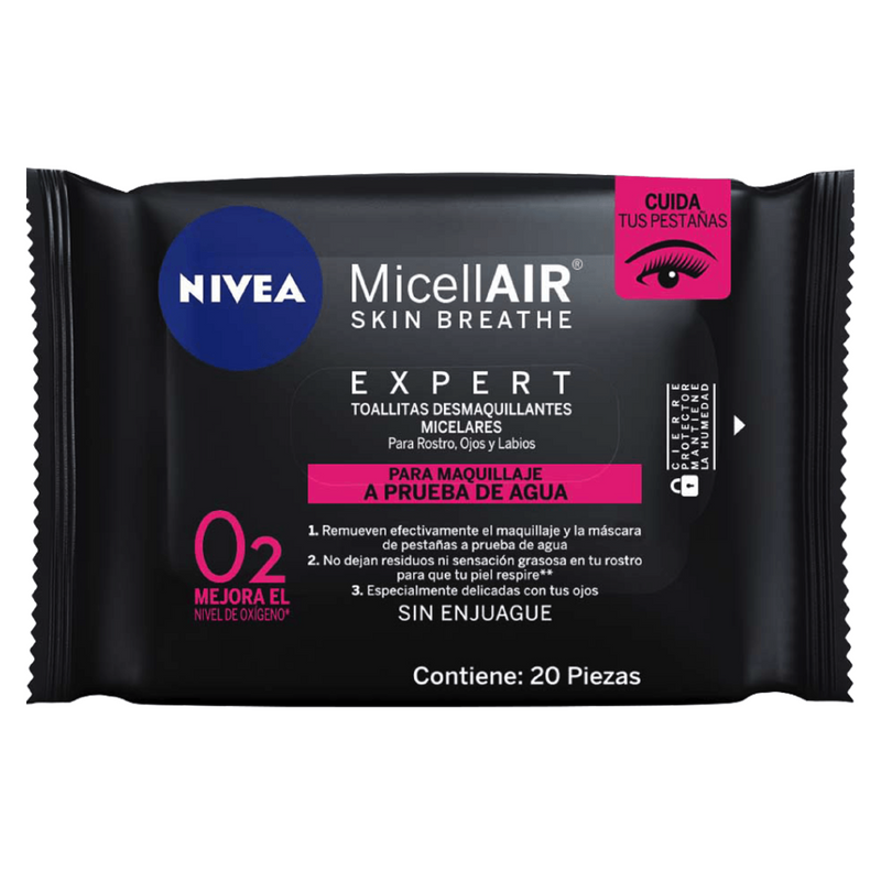 TOALLITAS DESMAQUILLANTE NIVEA MICELAR EXPERT 20PZS