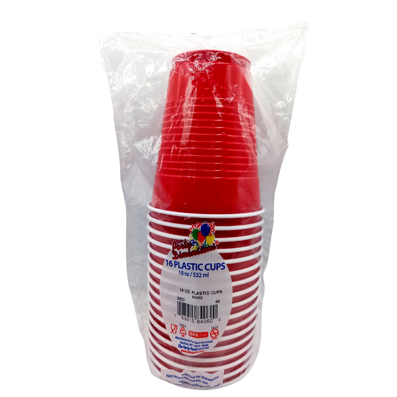 VASO PLASTICO ROJO 18 OZ - 16 UND