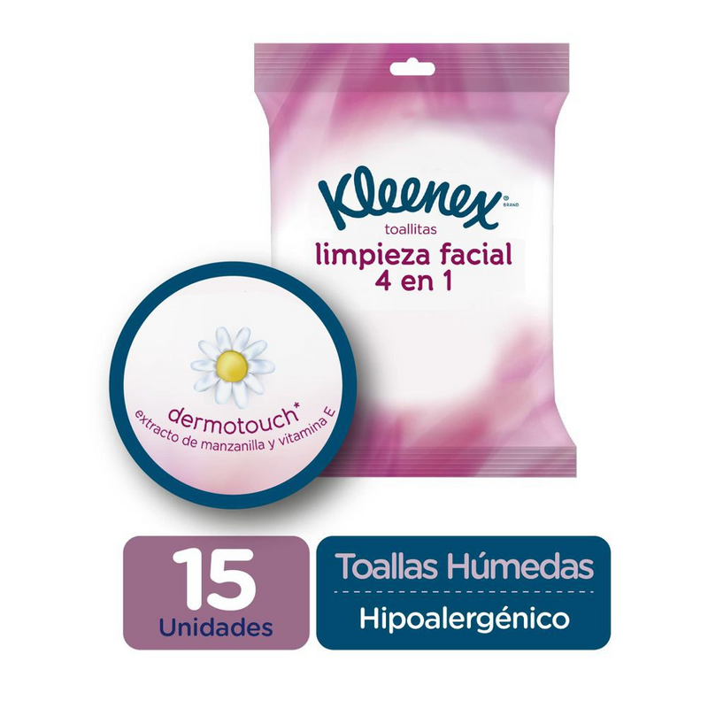 WIPES DESMAQUILLANTE KLEENEX FACIAL 15 UN