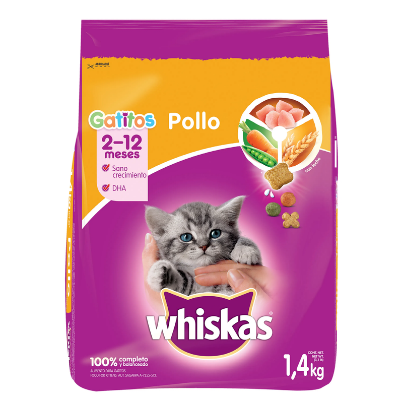 ALIMENTO PARA GATOS GATITOS WHISKAS 1.4 KG