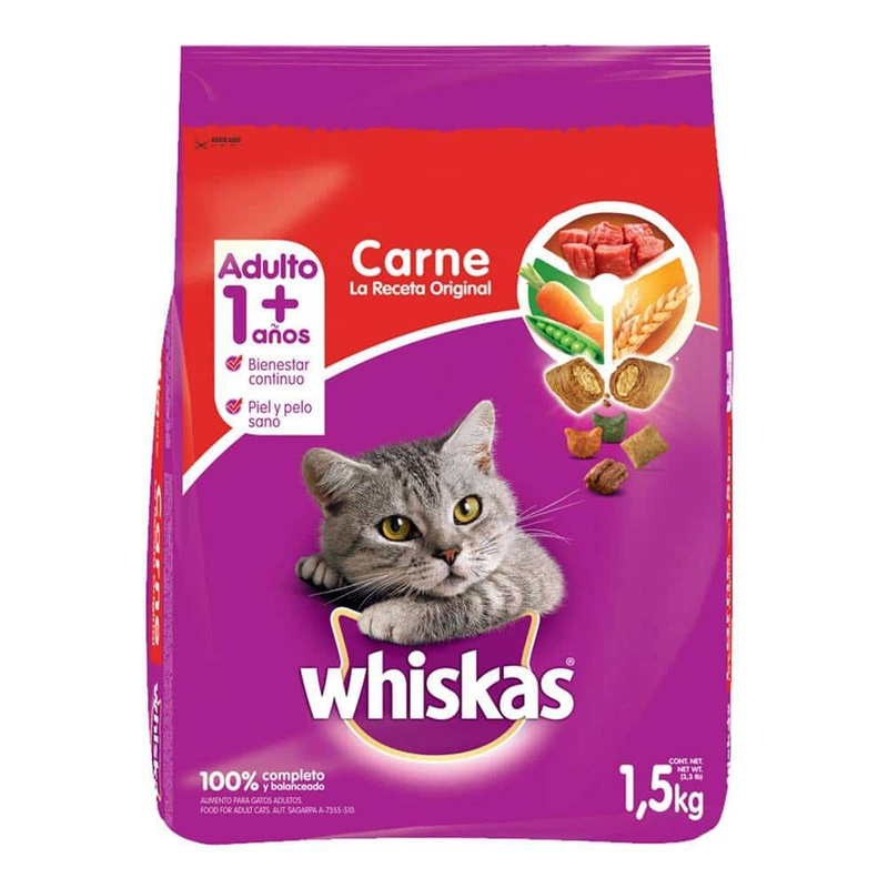 ALIMENTO PARA GATOS CARNE WHISKAS 1.5 KG