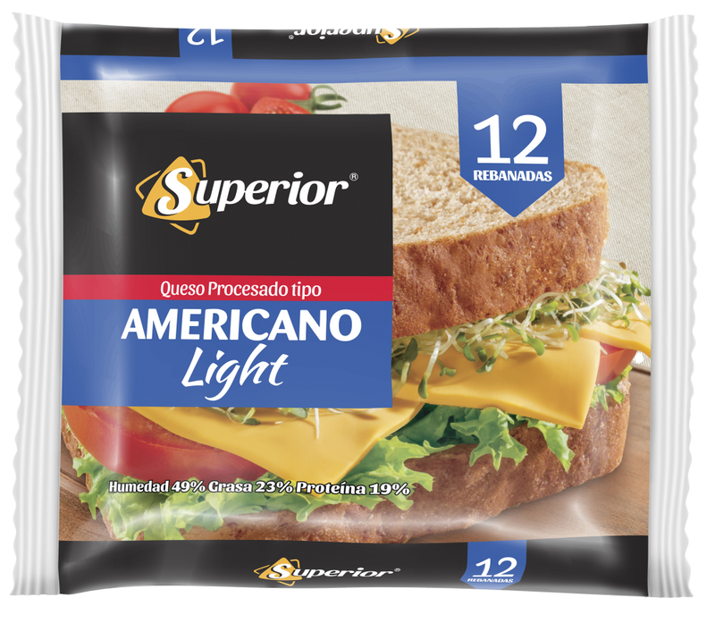 QUESO PROCESADO SUPERIOR TIPO AMERICANO LIGHT 12 REB