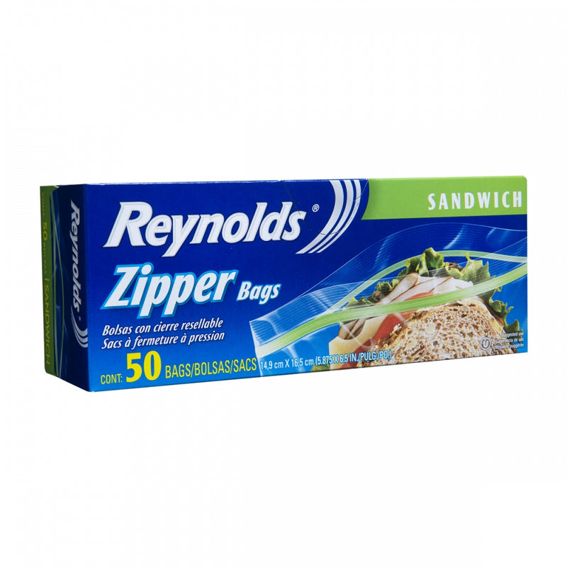 BOLSAS PLASTICAS REYNOLDS ZIPPER SANDWICH 50 BOLSAS