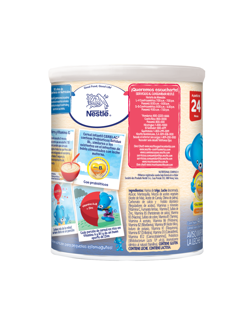 NESTLÉ® CERELAC® TRIGO CON LECHE CEREAL INFANTIL LATA 400G