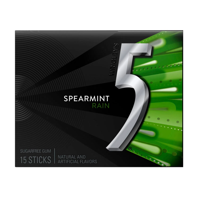 CHICLES FIVE RAIN SPEARMINT SUGAR FREE 15 STICKS